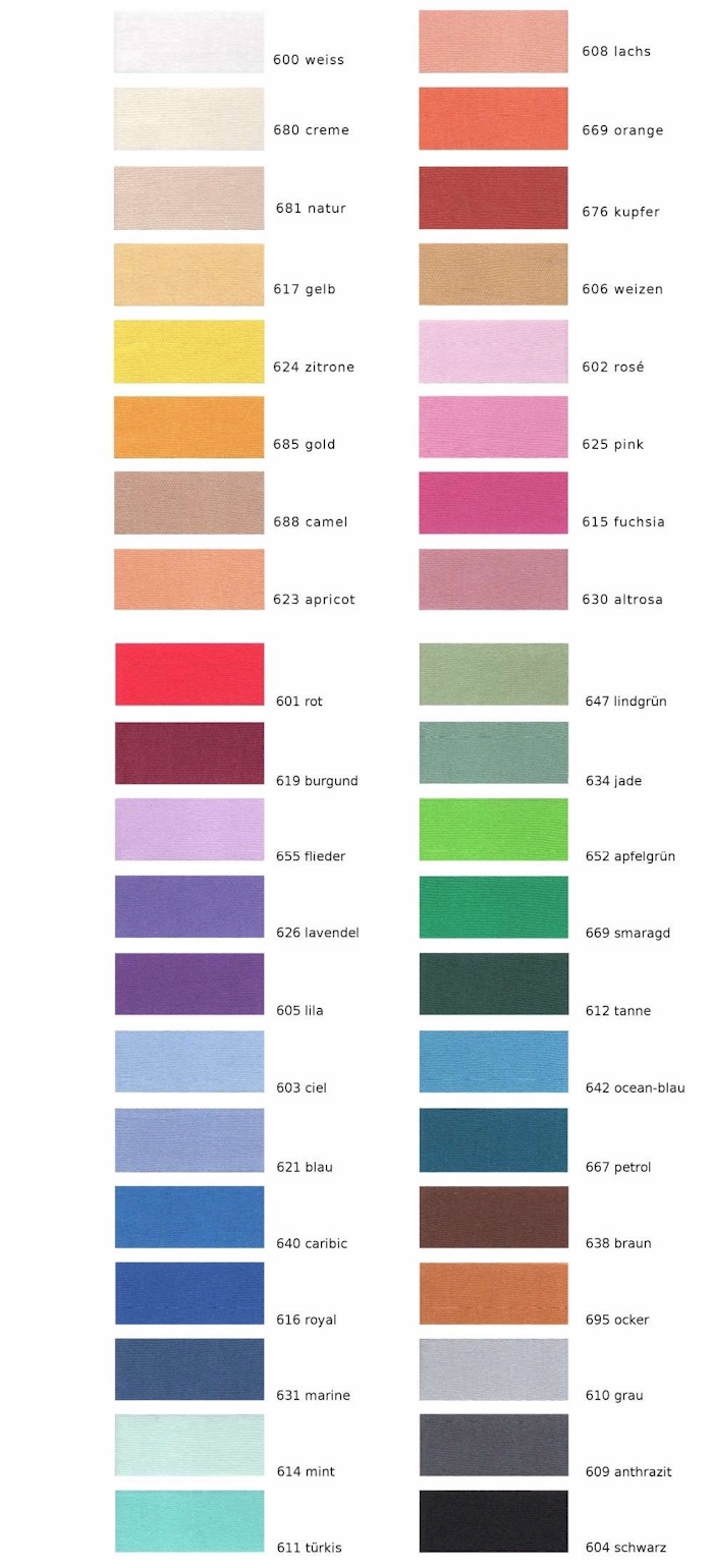 Farben f�r Bezug f�r Bumerangkissen f�r Wasserbetten.