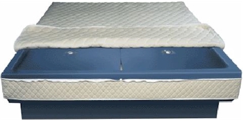 Wasserbetten Auflagen, Wasserbettenbezug, aufgeklappt.